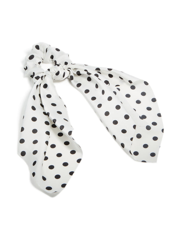 Polyester Polka Dot Print Scarf Scrunchie