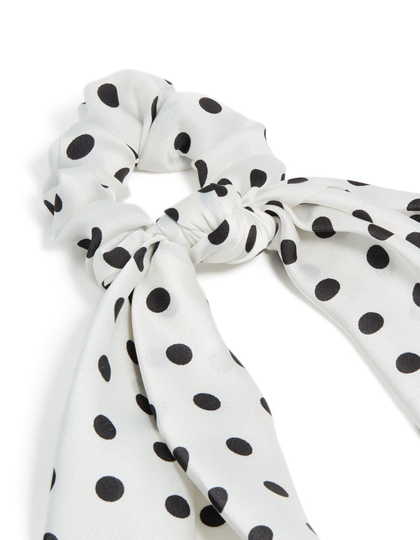 Polyester Polka Dot Print Scarf Scrunchie