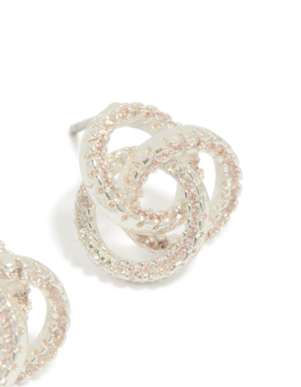 Designed with silver plated cubic zirconia Milky Way earrings post detail view