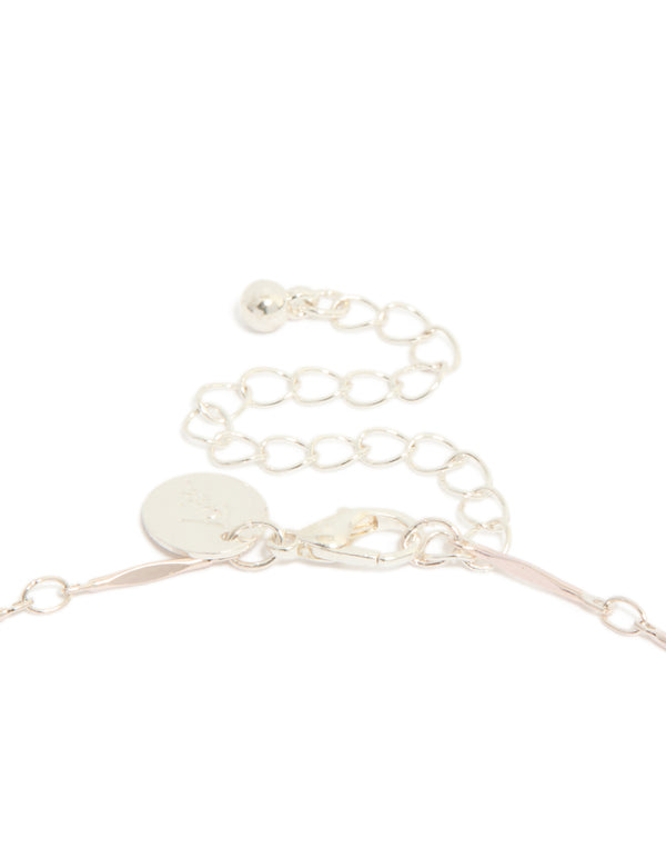 Silver Plated Cubic Zirconia Teardrop Charms Necklace