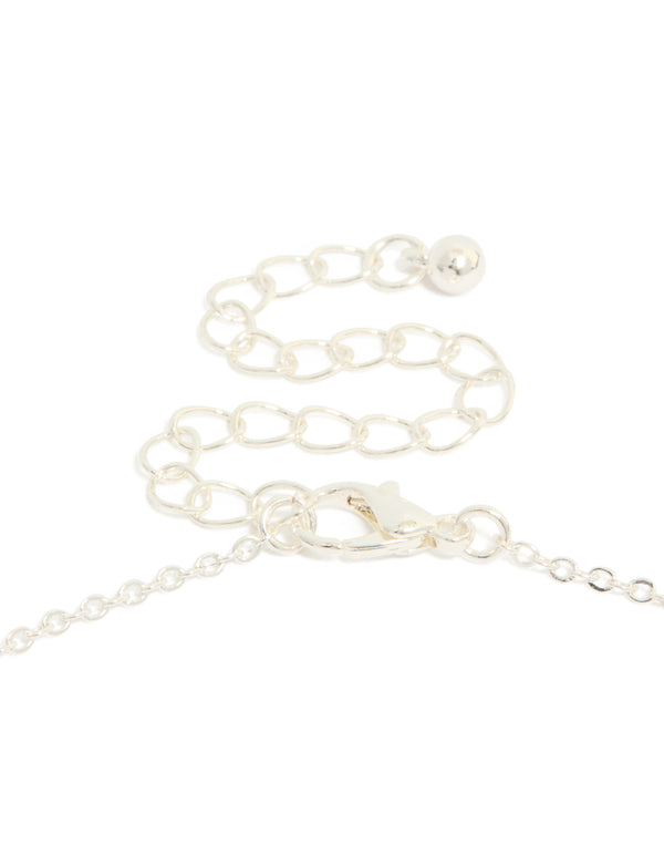Silver Plated Cubic Zirconia Flower Charms Necklace