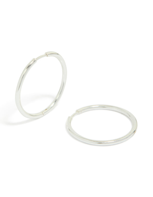 Discover waterproof silver plated stainless steel clicker hoop earrings in 30 MM front view