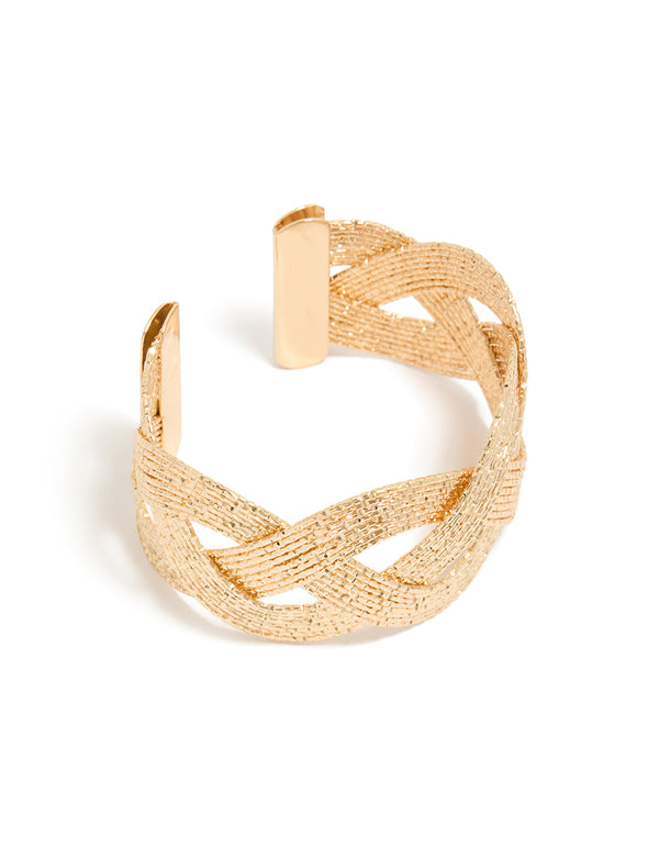 Gold Plaited Wrist Cuff