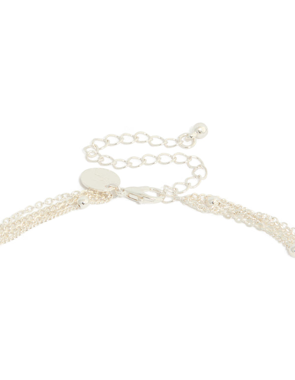 Silver Diamante Celestial Multi Pearl Layered Y-Necklace