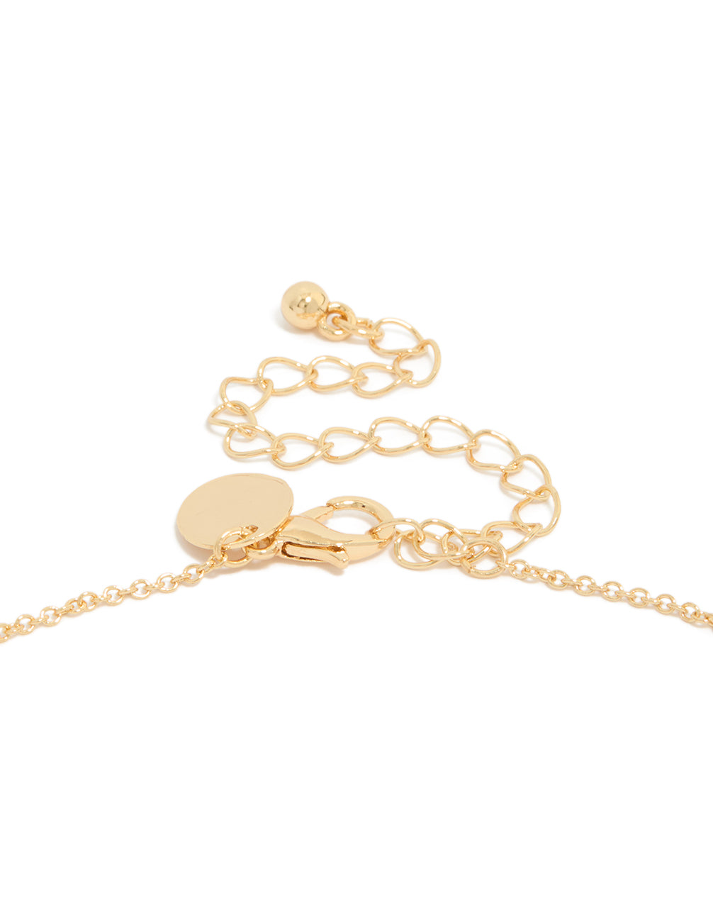 Discover the floral necklace crafted from gold plated cubic zirconia with crystal pendant in dainty style clasp detail view