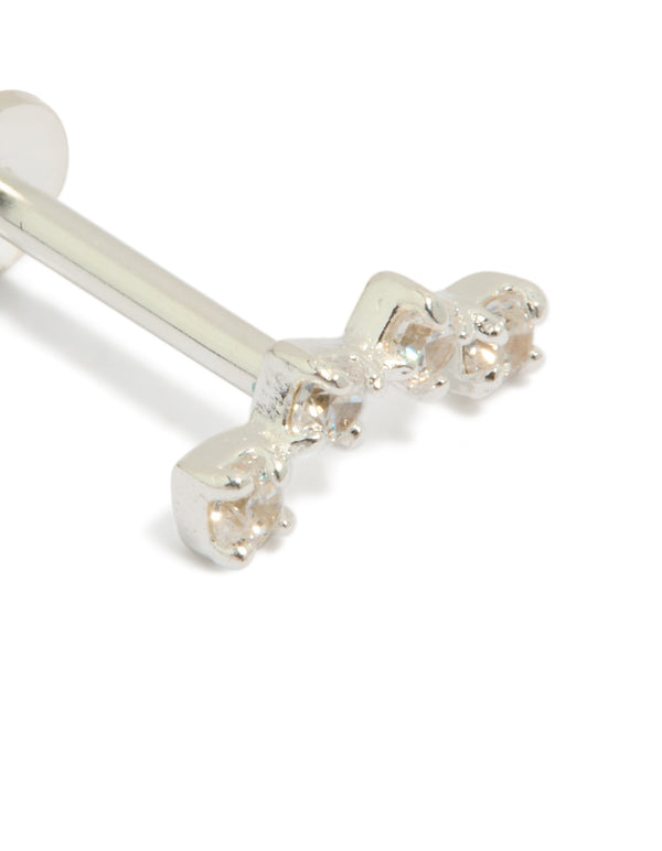 Sterling Silver Cubic Zirconia Crawler Single Flat Back Stud