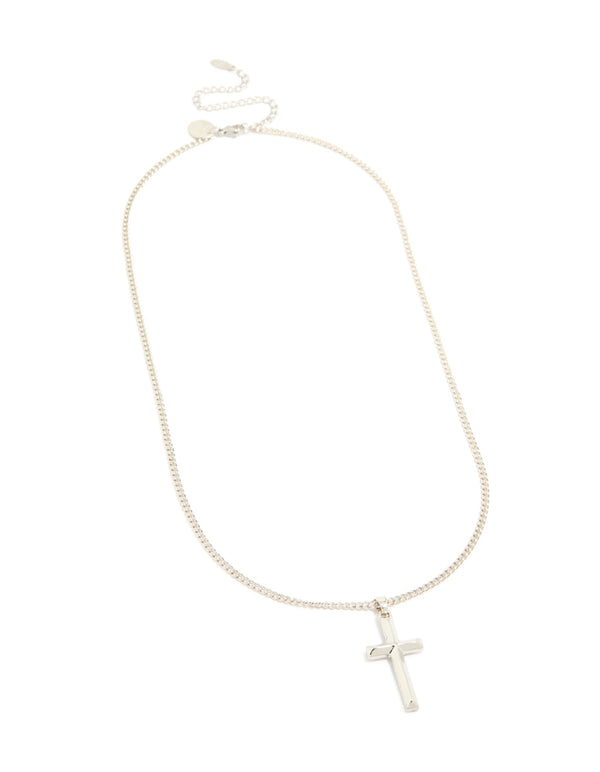 Waterproof Mens Stainless Steel Classic Plain Cross Necklace