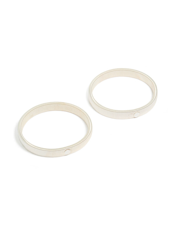 Silver Stretch Sleeve Garters in a 2-pack front view