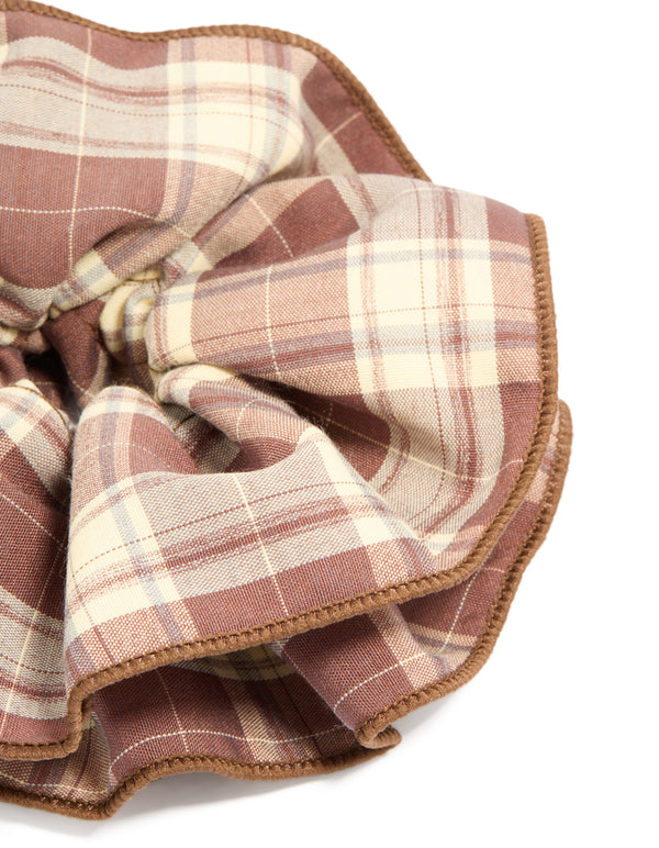Ruffled Checkered Fabric Statement Scrunchie