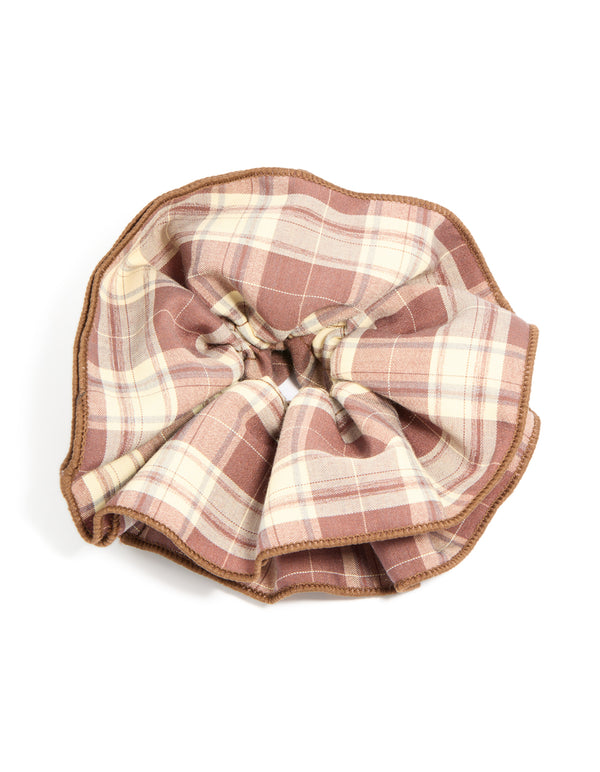 Ruffled Checkered Fabric Statement Scrunchie