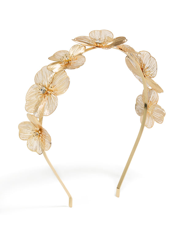 Gold Laser Cut Flowers Headband