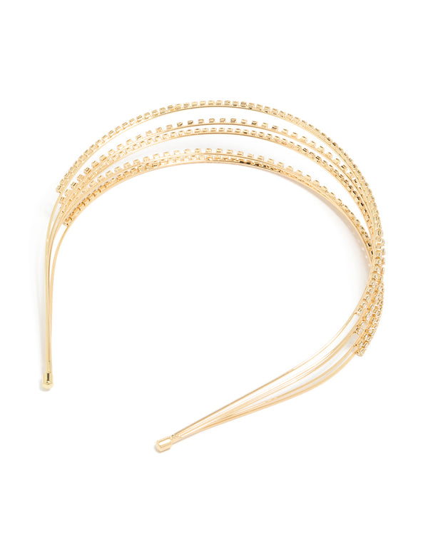 Gold Diamante 4-Row Headband