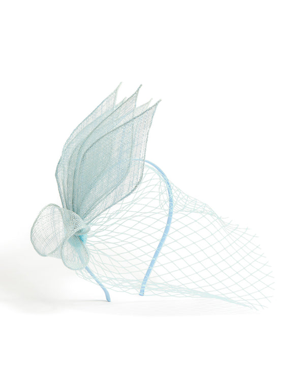 Blue Scalloped Net Fascinator