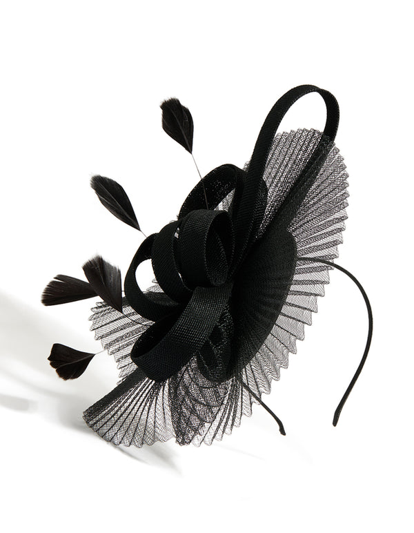 Black Pleated Fan Fascinator