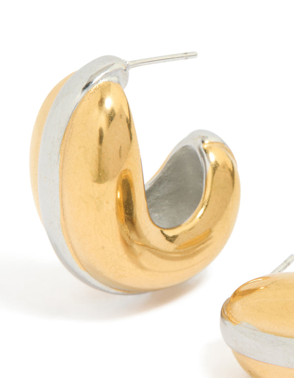 Waterproof Mixed Plated Stainless Steel Hoop Earrings