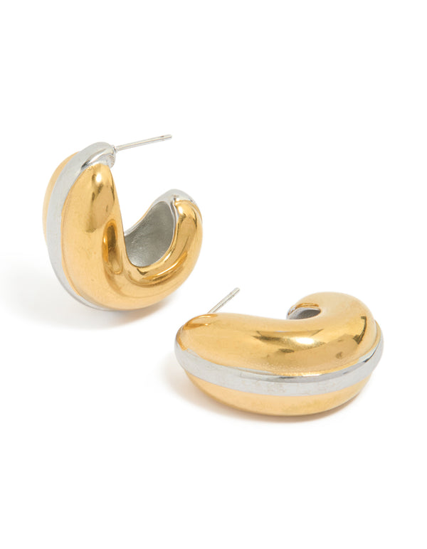 Waterproof Mixed Plated Stainless Steel Hoop Earrings