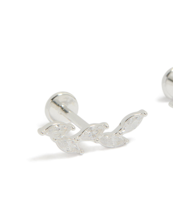 Crafted from waterproof stainless steel, these crawler studs feature with marquise cut cubic zirconia stones and flat back closure close up view