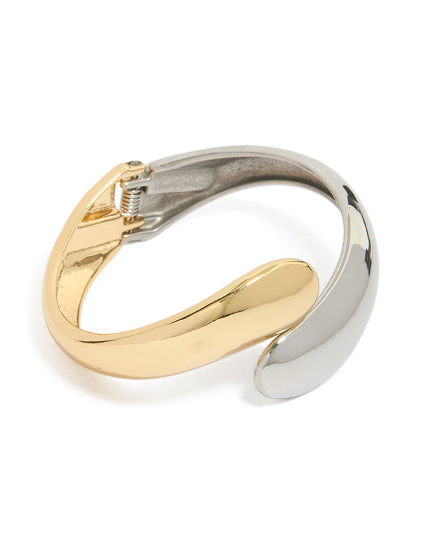 Waterproof Mixed Plated Stainless Steel Round Twisted Cuff