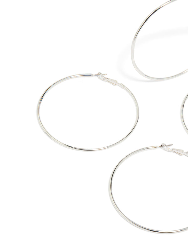 Silver Large Hoop Earrings 2-Pack