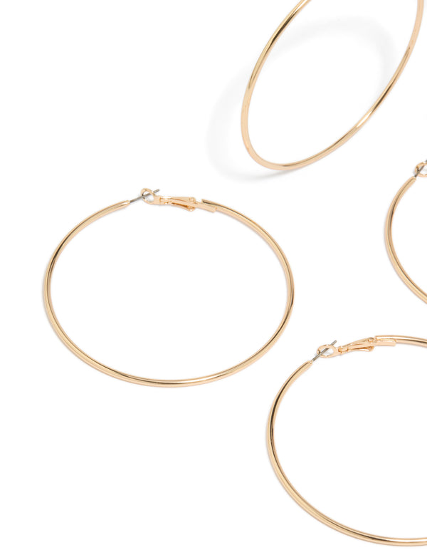 Gold Large Hoop Earrings 2-Pack