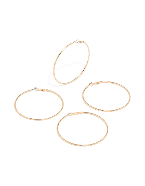 Gold Large Hoop Earrings 2-Pack