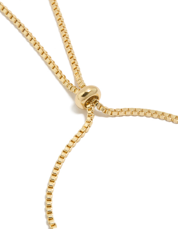 Gold Plated Diamante Butterfly Bow Charms Toggle Bracelet