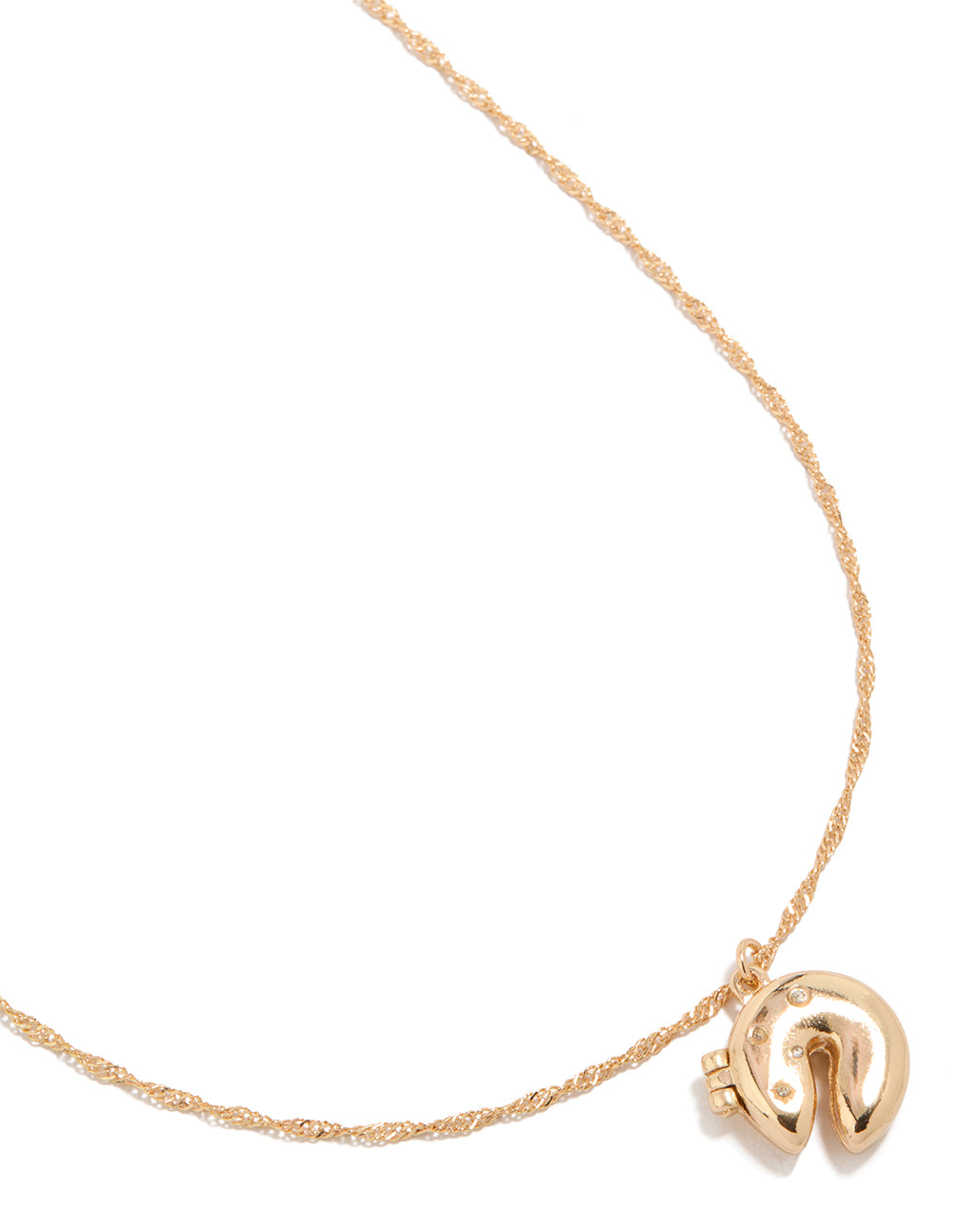 Gold Fortune Cookie Locket Necklace
