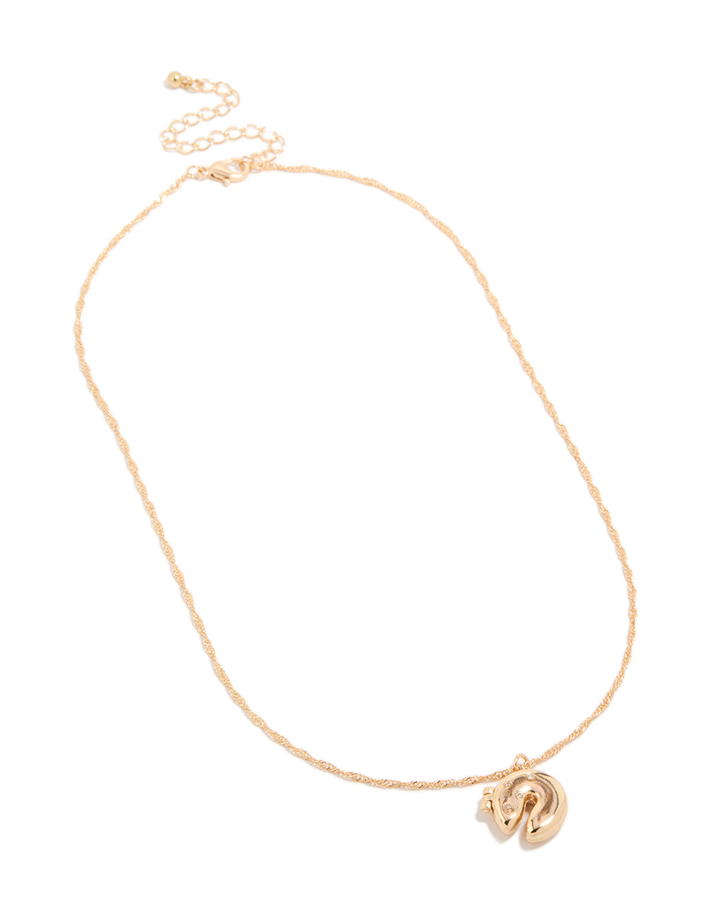 Gold Fortune Cookie Locket Necklace