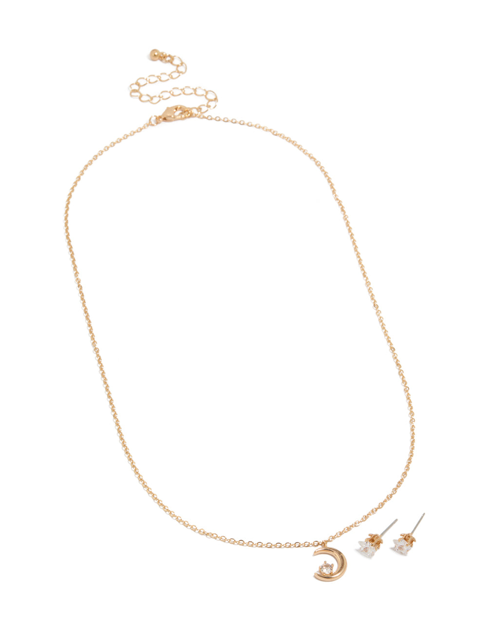Gold Moon Necklace & Star Earrings Set