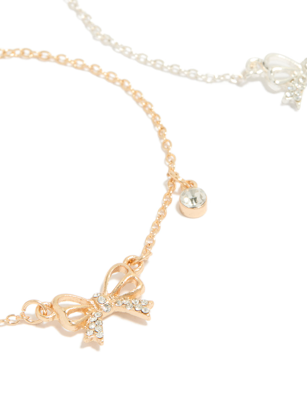 Mixed Metal Diamante Bow Bracelets 2-Pack