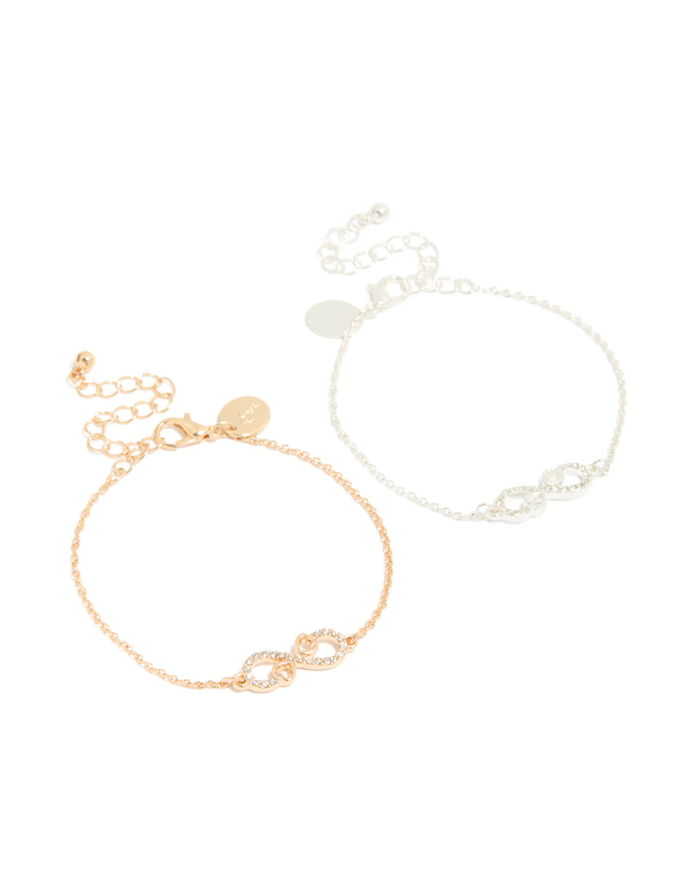 Mixed Metal Diamante Infinity Bracelets 2-Pack