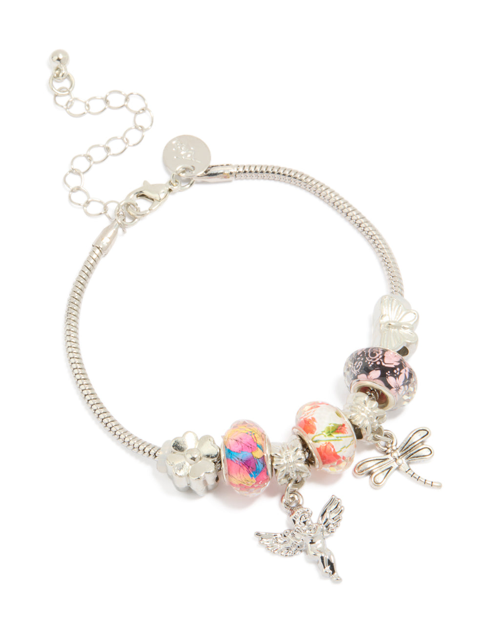 Silver Angel & Dragonfly Charm Bracelet