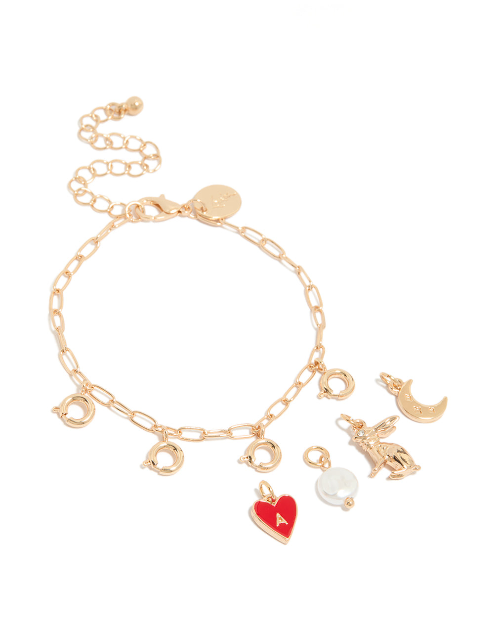 Gold Rabbit & Moon Charm Bracelet