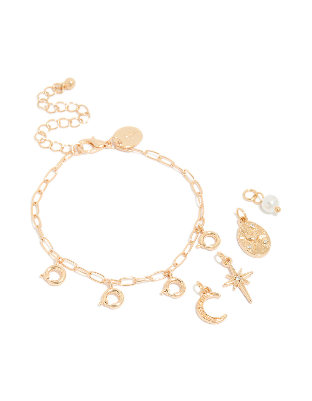 Gold Moon & Star Charm Bracelet