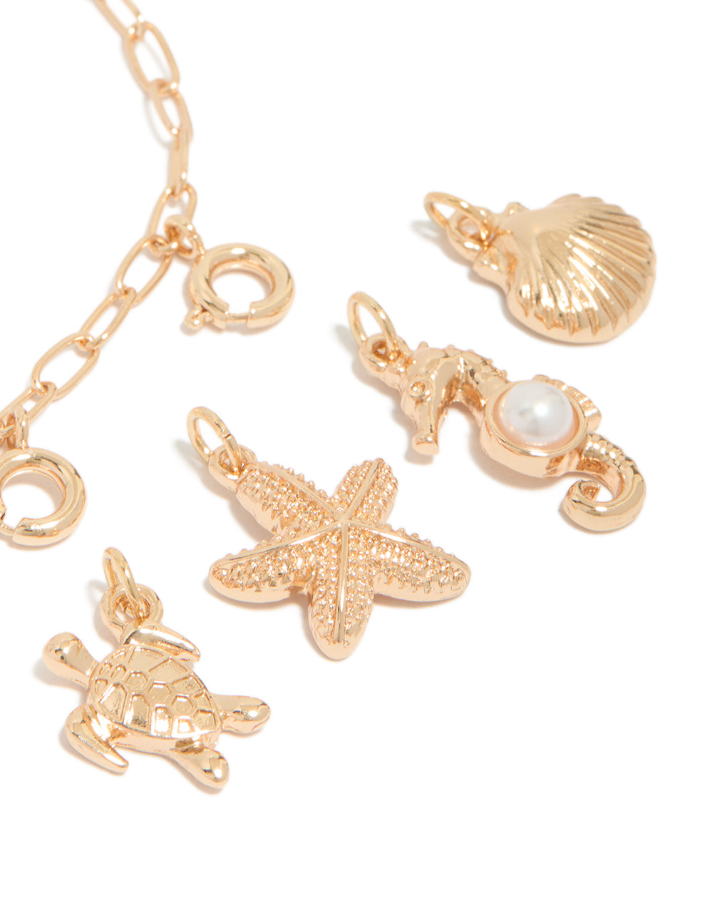 Gold Ocean Animals Charm Bracelet