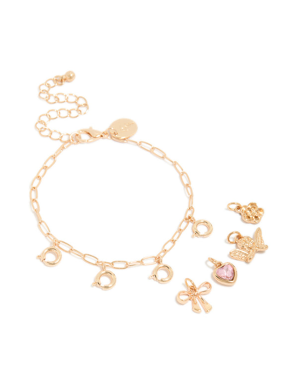 Gold Cherub & Floral Charms Bracelet
