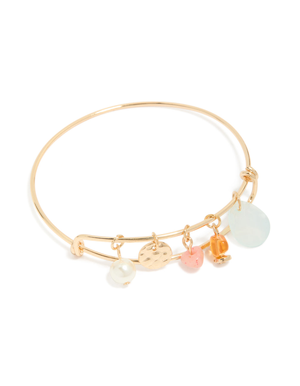 Gold Multi-Size Beaded Charm Bangle