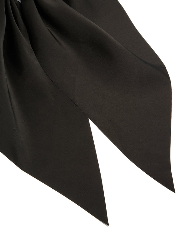 Crafted with solid black plain long scarf scrunchie detail view