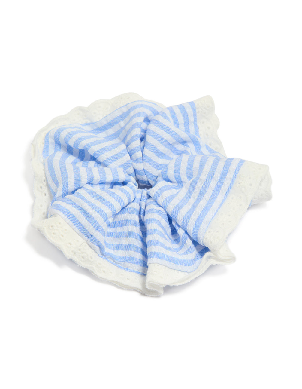 Tweens Blue Striped & Lace Edge Scrunchie