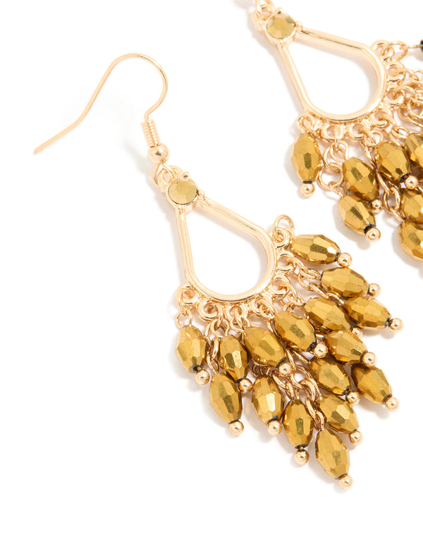 Gold Irregular Beaded Drop Earrings