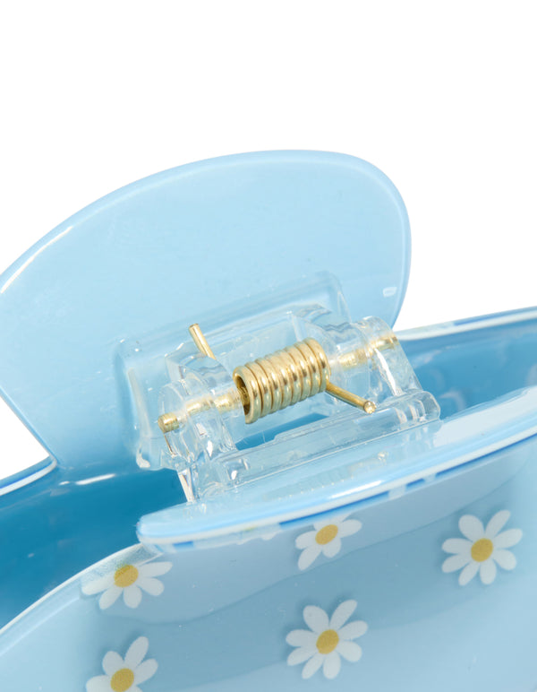 Kids Blue Daisy Printed Arch Claw Clip