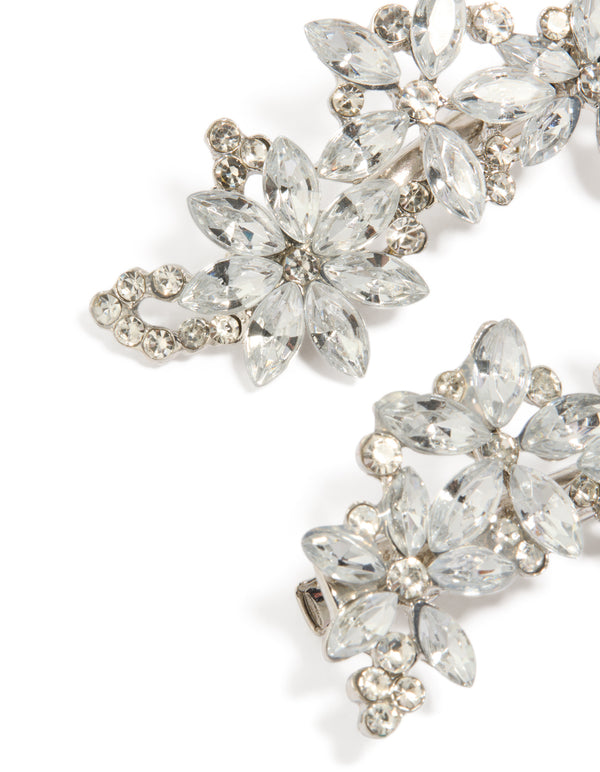 Crafted with silver diamante clips flower design in a pack detail view