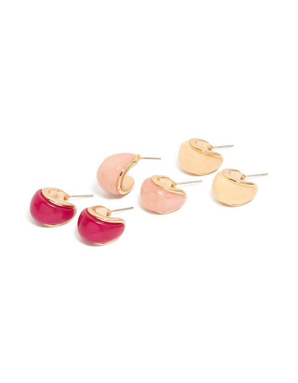 Showcasing chunky acrylic bubble hoop earrings in a 3-pack front view