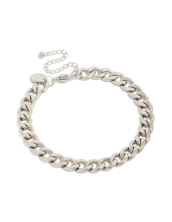 Mens Waterproof Stainless Steel Large Classic Curb Chain Bracelet