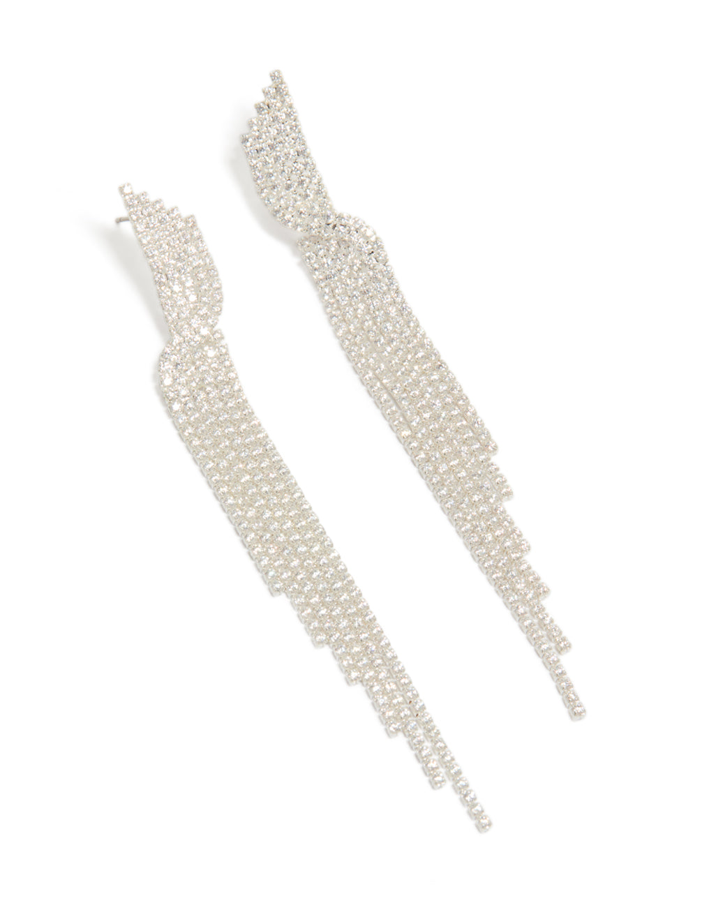 Crafted from cubic zirconia in silver cupchain drop earrings front view