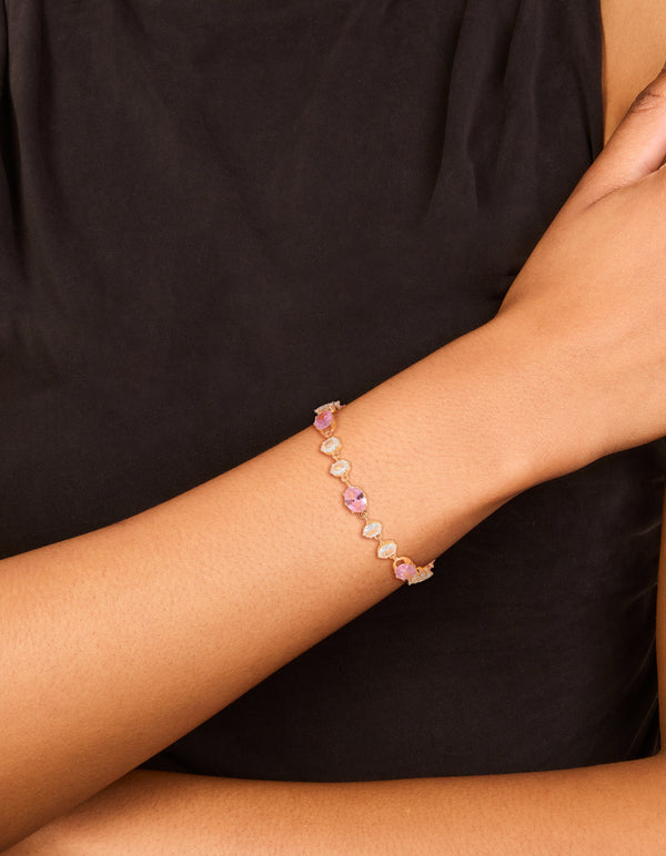 Gold Clear & Pink Diamantes Bracelet