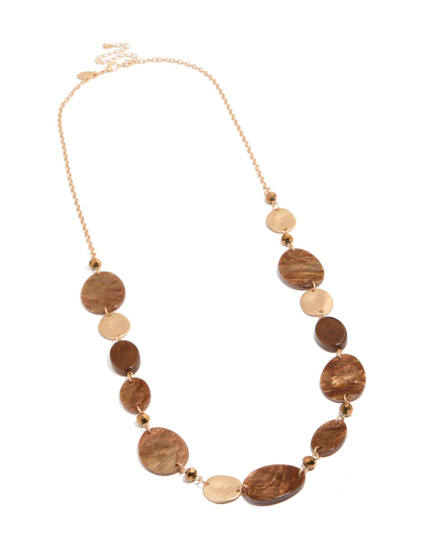 Stunning beaded glittery gold statement necklace front view