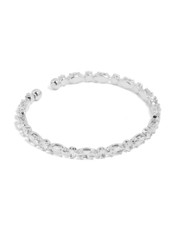 Waterproof Stainless Steel Marquise & Round Cubic Zirconia Wrist Cuff