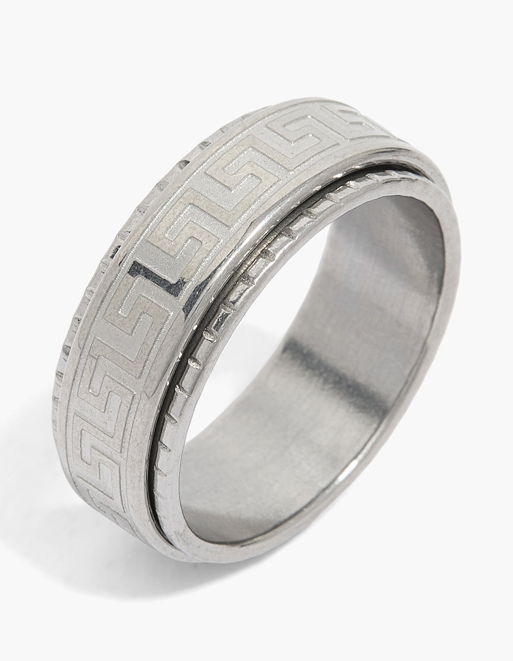 Men's Waterproof Stainless Steel Meandros Detail Ring