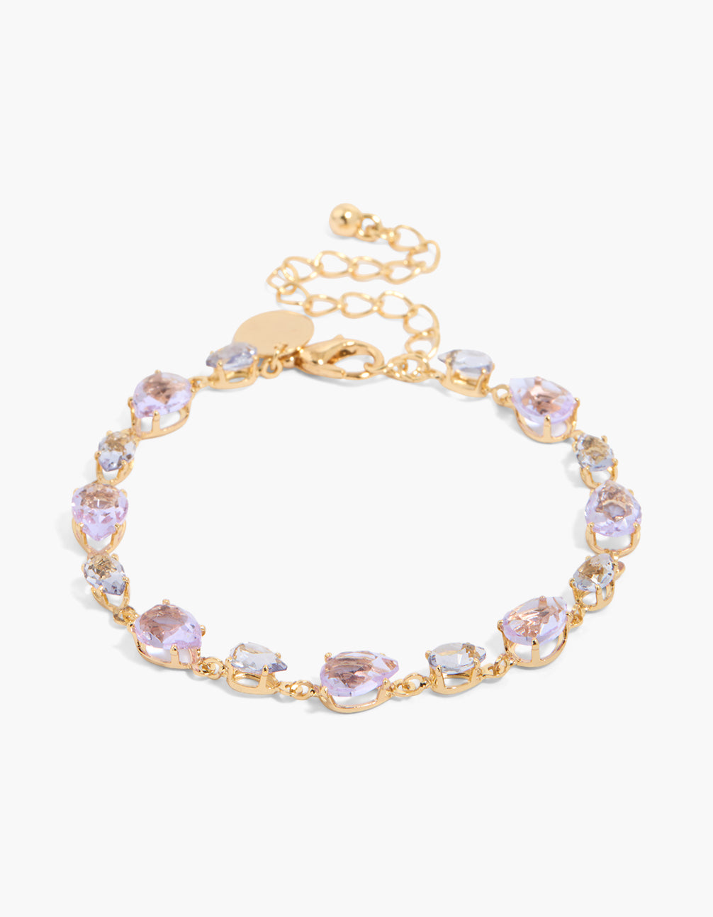 Gold Plated Mixed Lilac Purple Cubic Zirconia Oval Bracelet